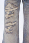 Deconstructed Camo Wide-Leg Jeans