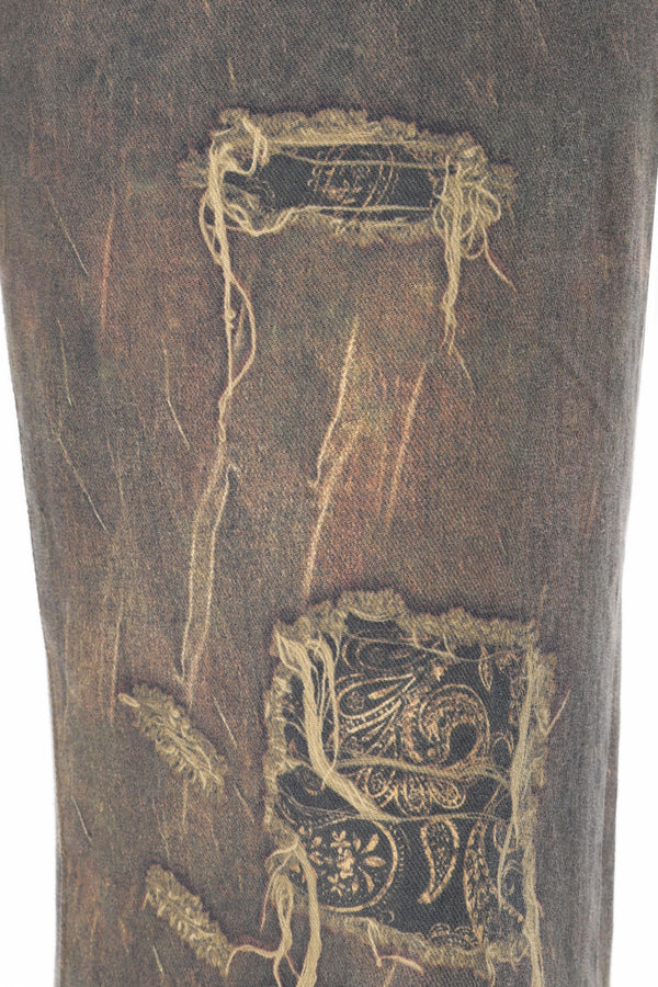 Bandana Patchwork Wide Leg Jeans