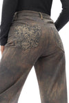 Bandana Patchwork Wide Leg Jeans