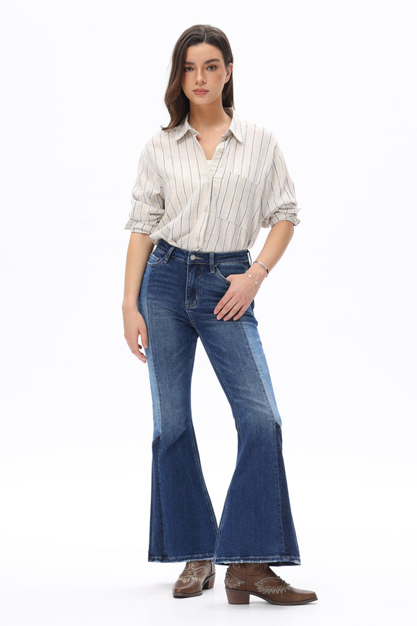 Iconic Two-Tone Flare Jeans