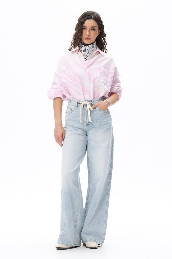 Breezy Rope-Tie Wide Leg Jeans