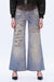 Deconstructed Camo Wide-Leg Jeans