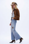 Leopard Patch Wide Leg Jeans