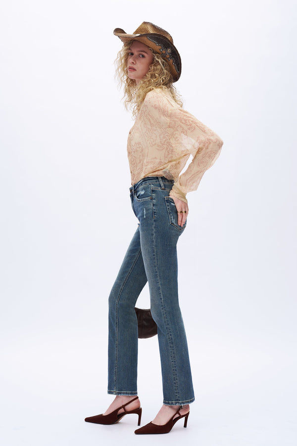 Retro-Luxe Slim Straight Jeans