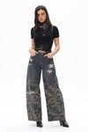 Camo Patchwork Barrel Jeans