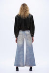 Deconstructed Camo Wide-Leg Jeans