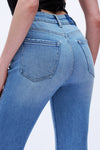 Frayed-Cuff Retro Bootcut Jeans