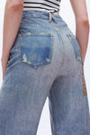 Leopard Patch Wide Leg Jeans