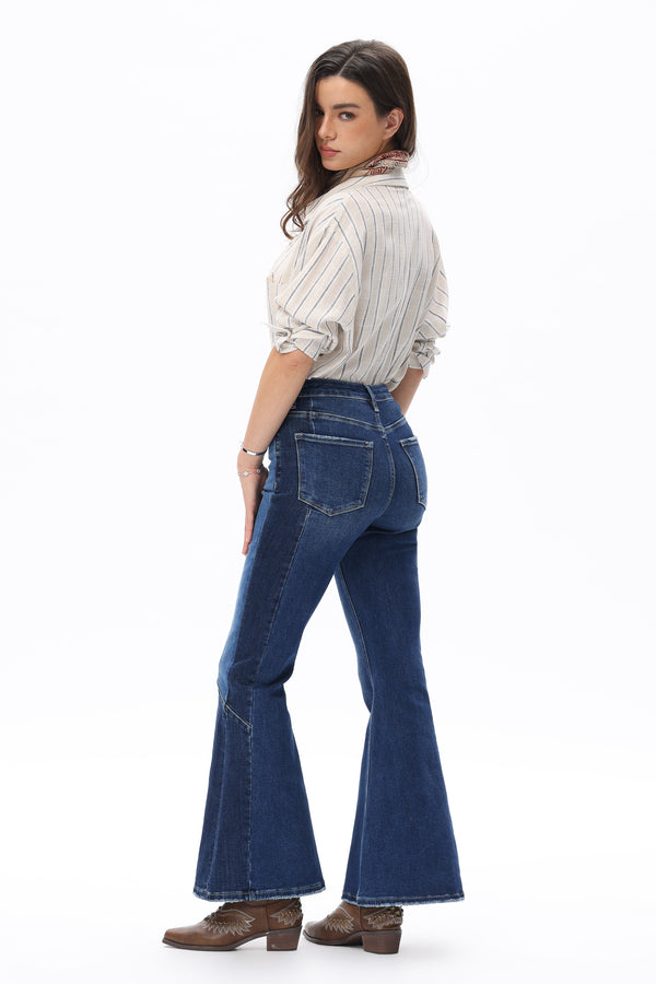 Iconic Two-Tone Flare Jeans