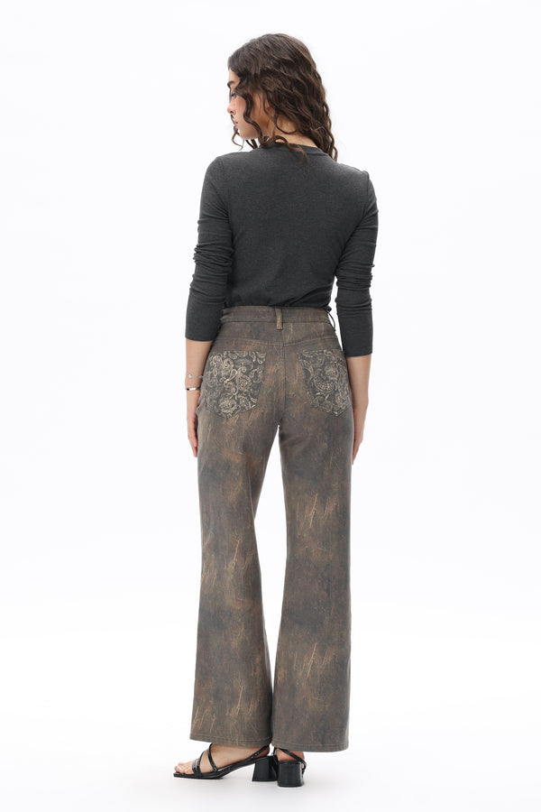 Bandana Patchwork Wide Leg Jeans