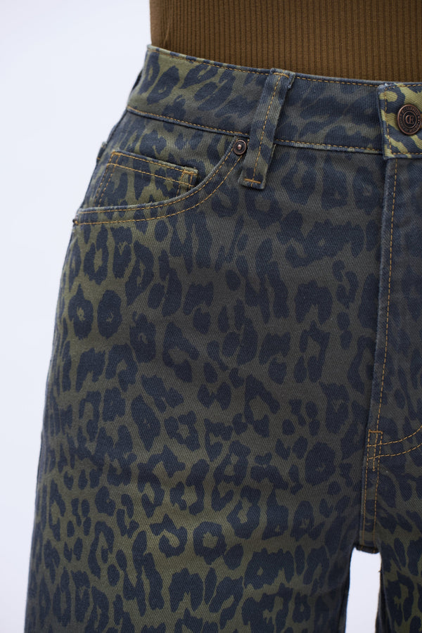 Bold Leopard Wide Leg Jeans