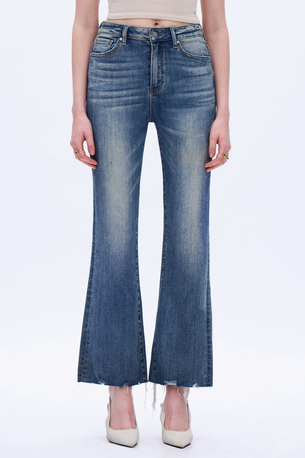 Raw-Hem Kick Flare Jeans