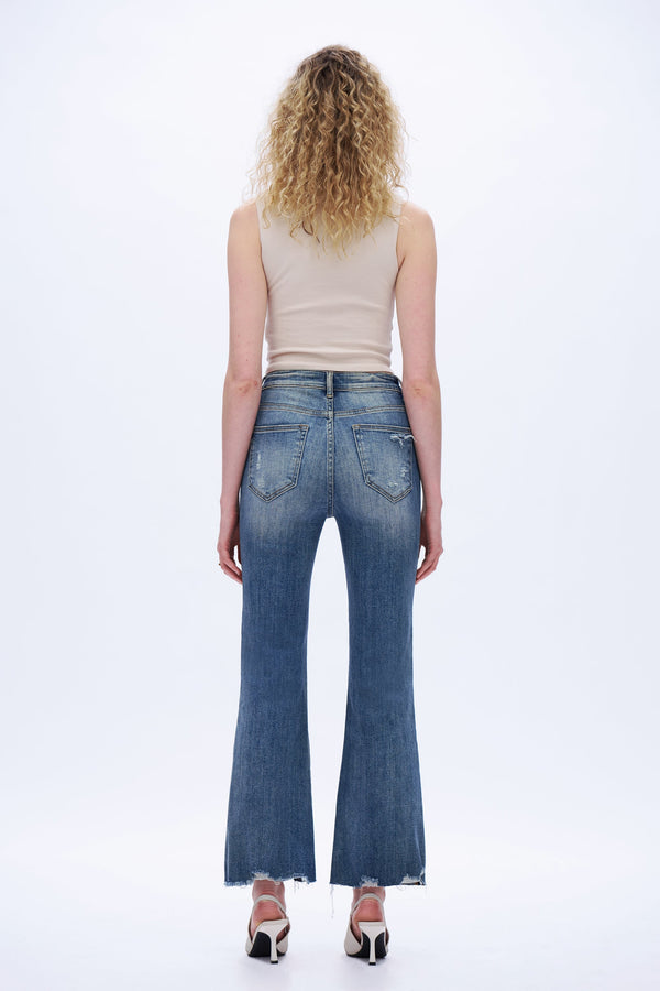 Raw-Hem Kick Flare Jeans