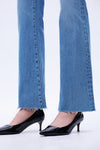 Frayed-Cuff Retro Bootcut Jeans