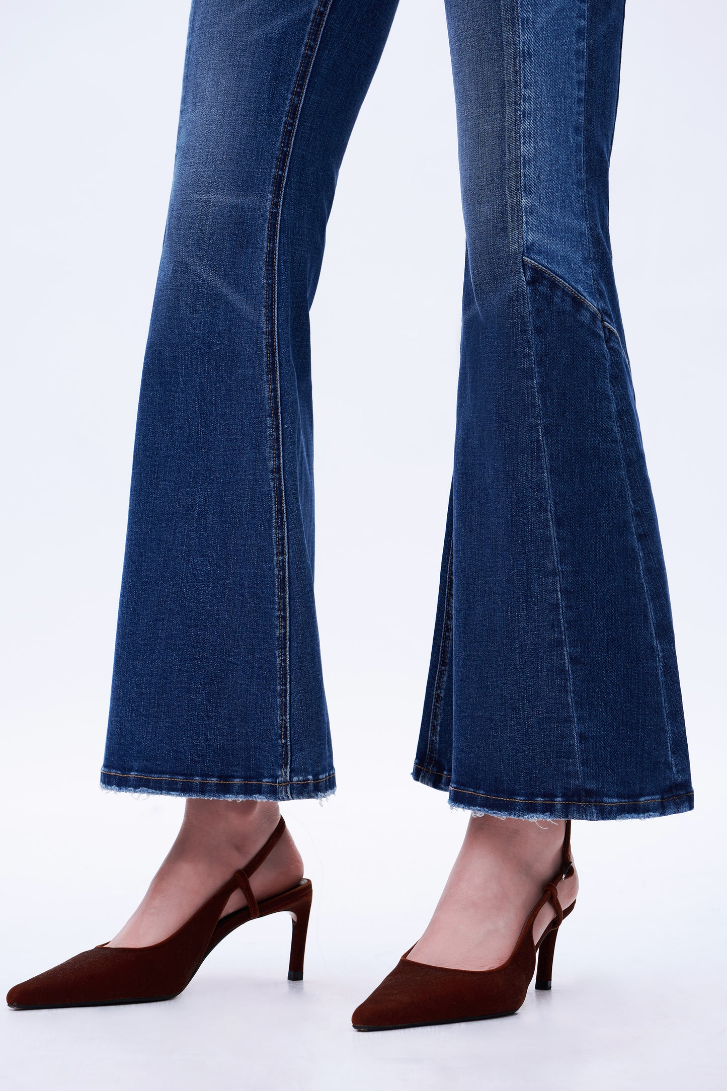 High Rise Flare Leg Denim Jeans DEFM1009 Dark Blue