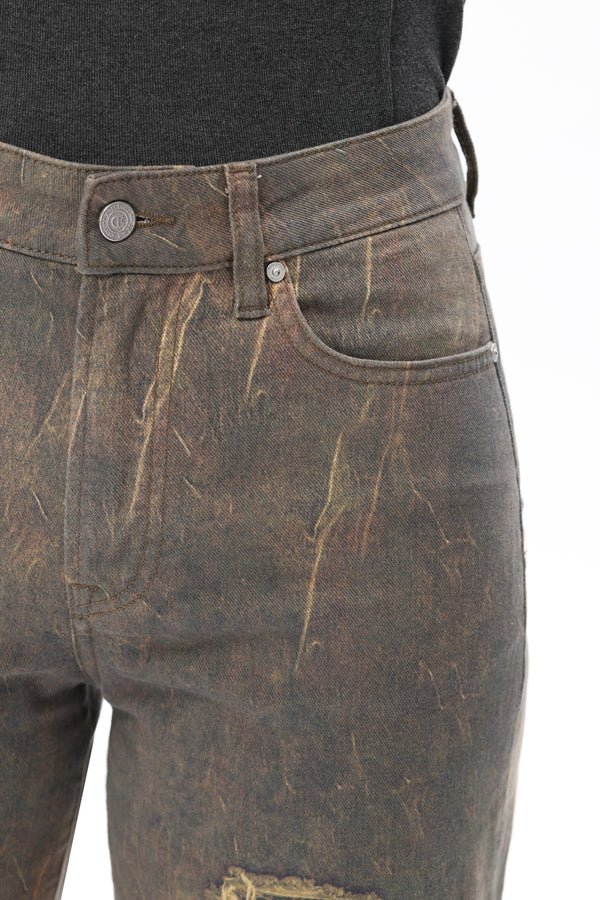 Bandana Patchwork Wide Leg Jeans