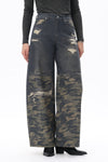 Camo Patchwork Barrel Jeans