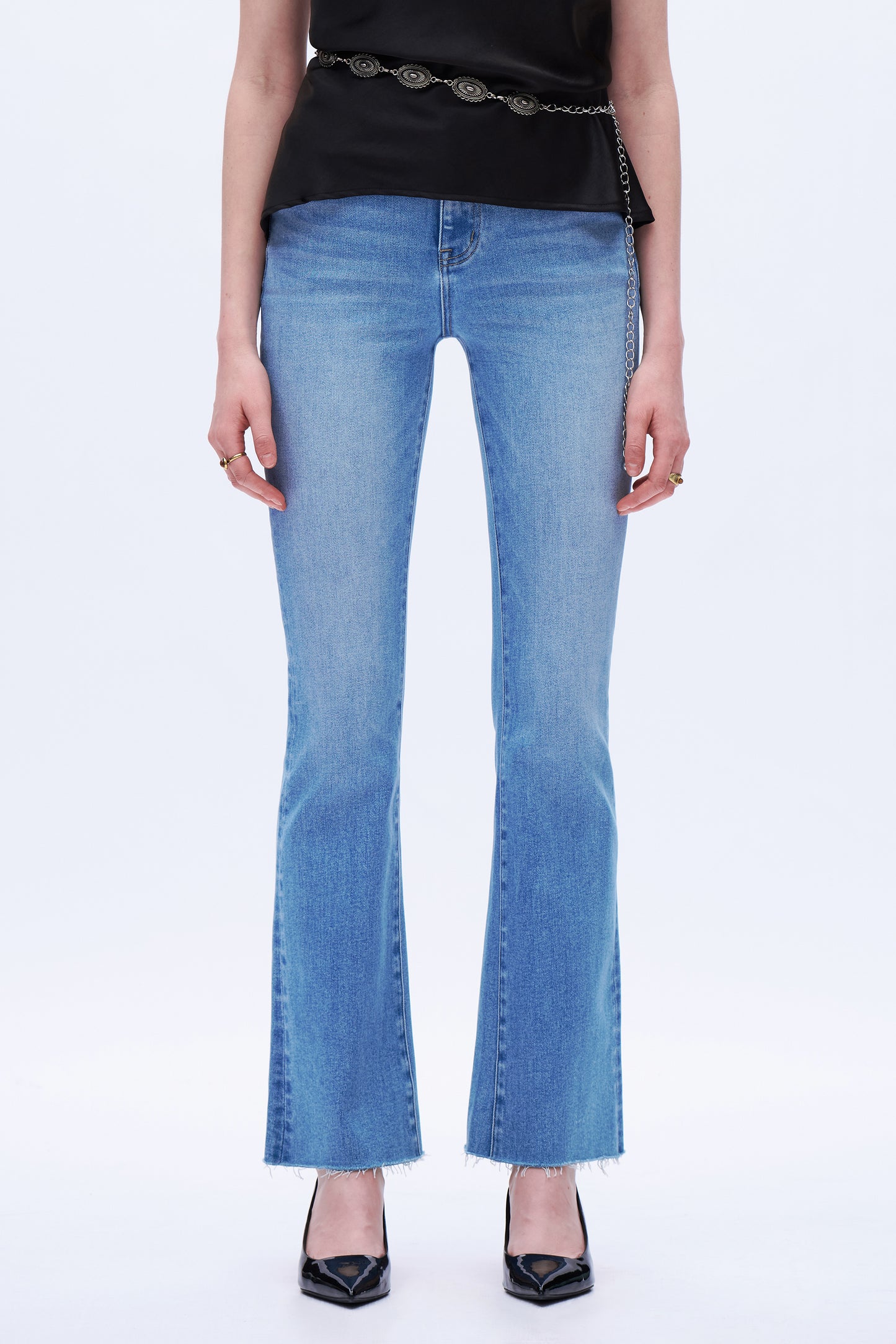 High Rise Loose Bootcut Denim Jeans DEF1011 Light Blue