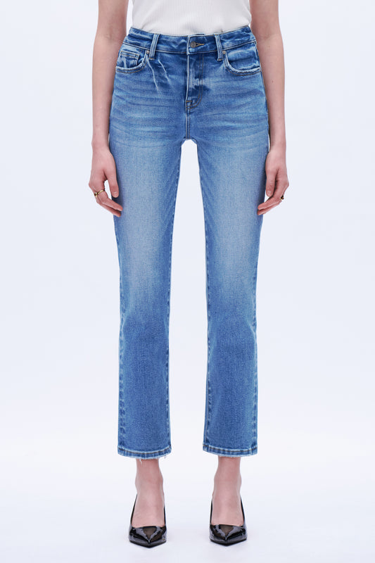 Mid Rise Straight Leg Denim Jeans DET5002 Medium Blue