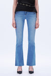 Frayed-Cuff Retro Bootcut Jeans