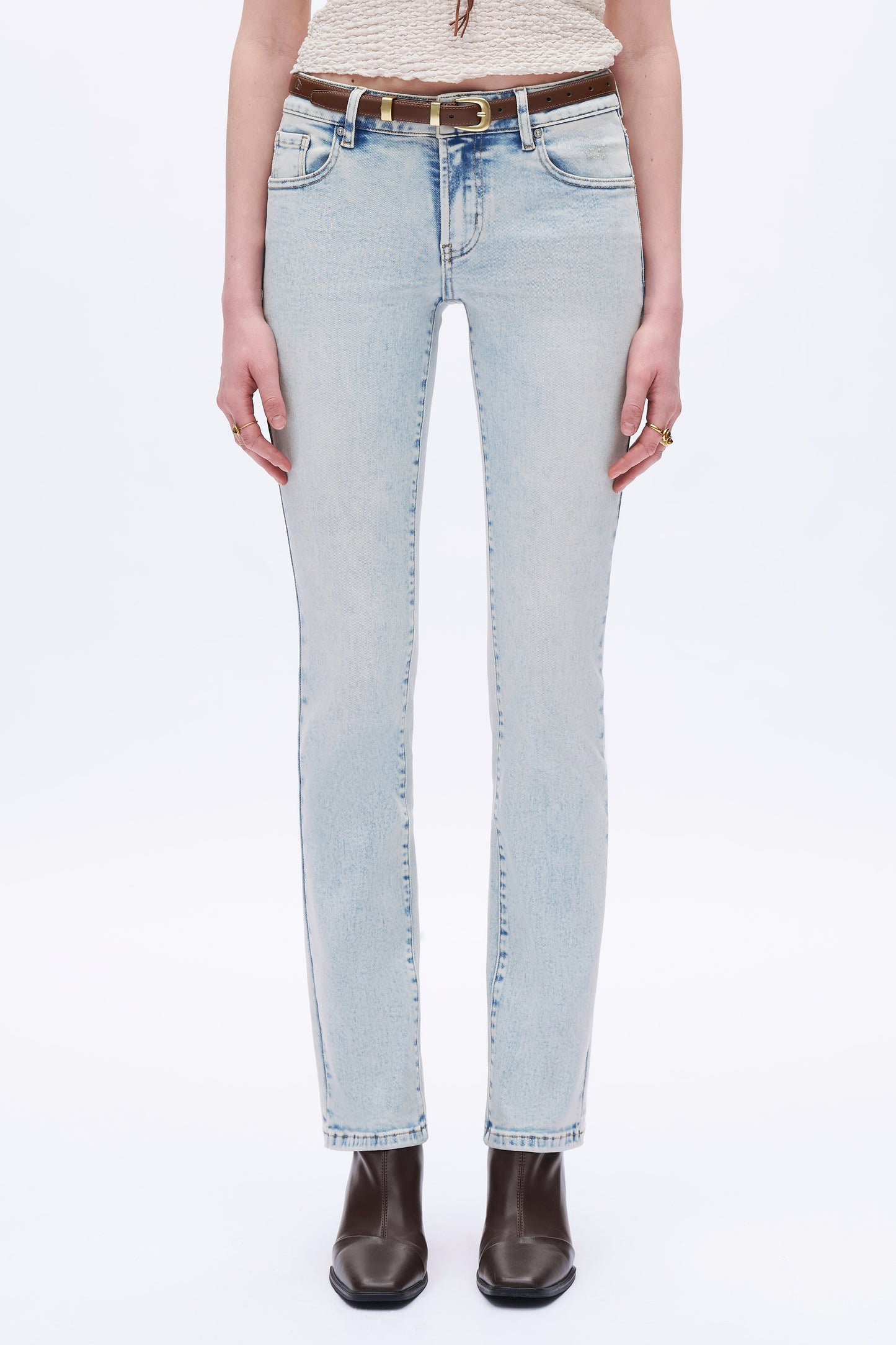Low Rise Straight Leg Denim Jeans DET5013 Light Blue