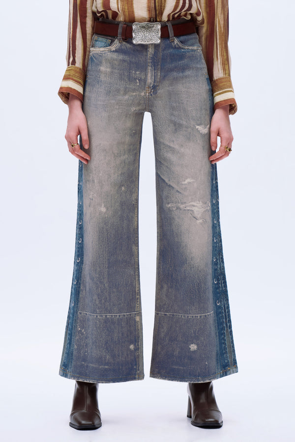 Patchwork Wide Leg Jeans