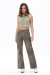 Bandana Patchwork Wide Leg Jeans