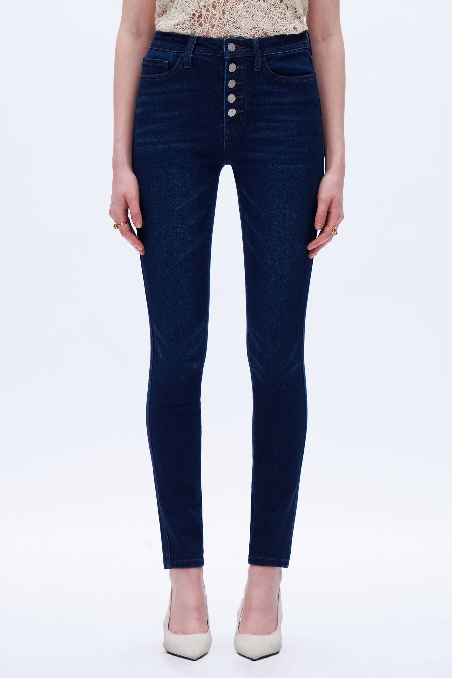 High Rise Skinny Dark Blue Denim Jeans DESM2001 Dark Blue