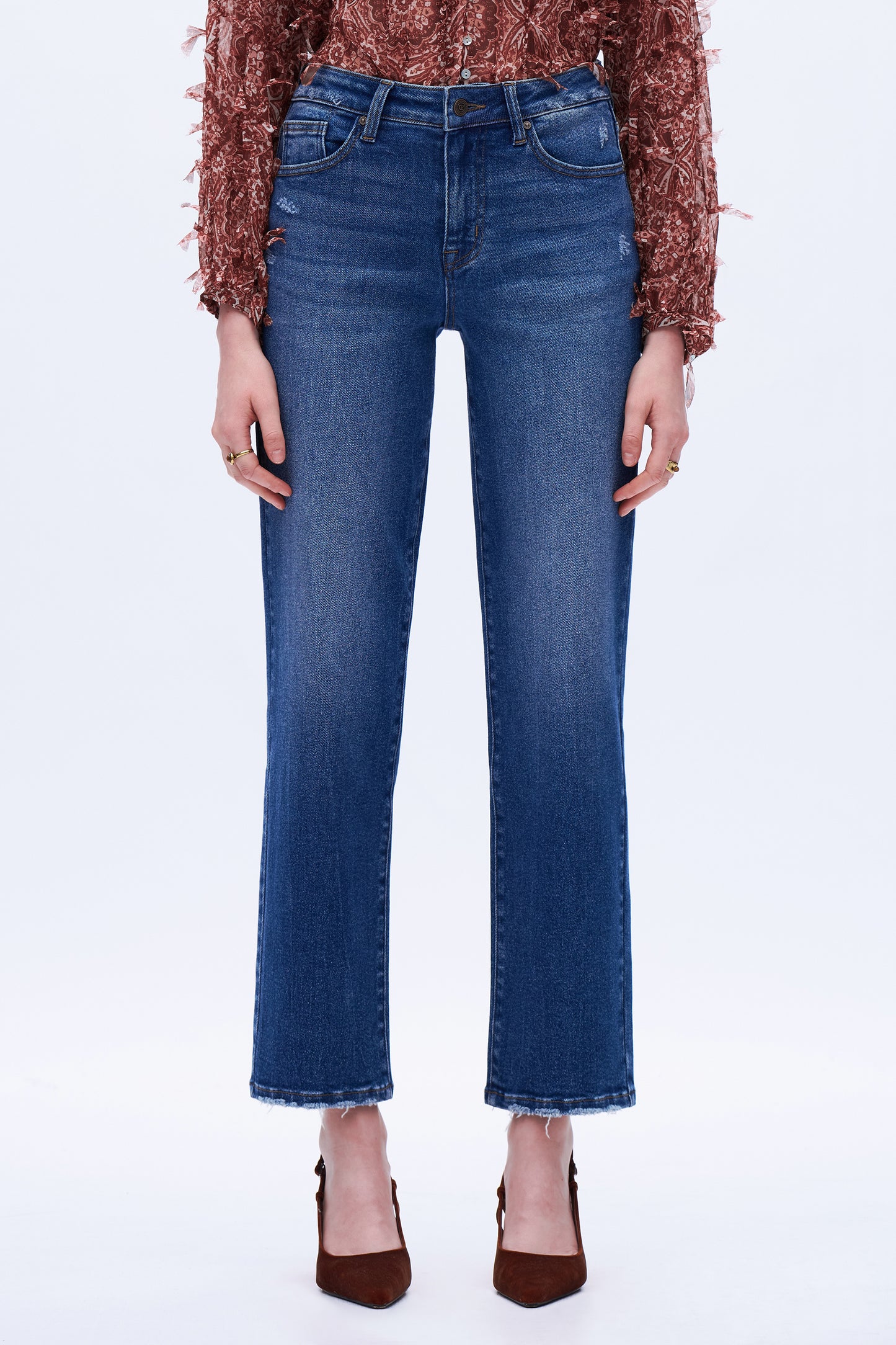 Mid Rise Straight Denim Jeans DET5004 Dark Blue