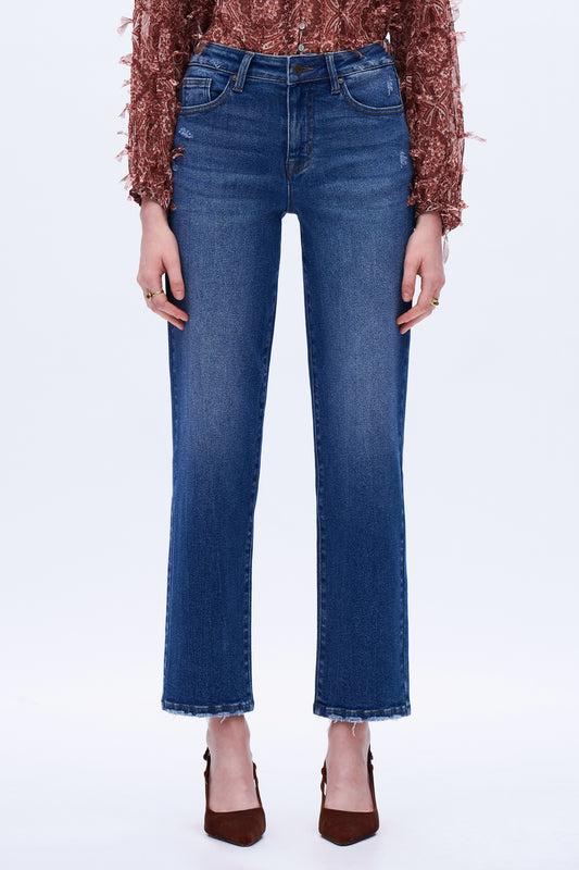 Mid Rise Straight Denim Jeans DET5004 Dark Blue