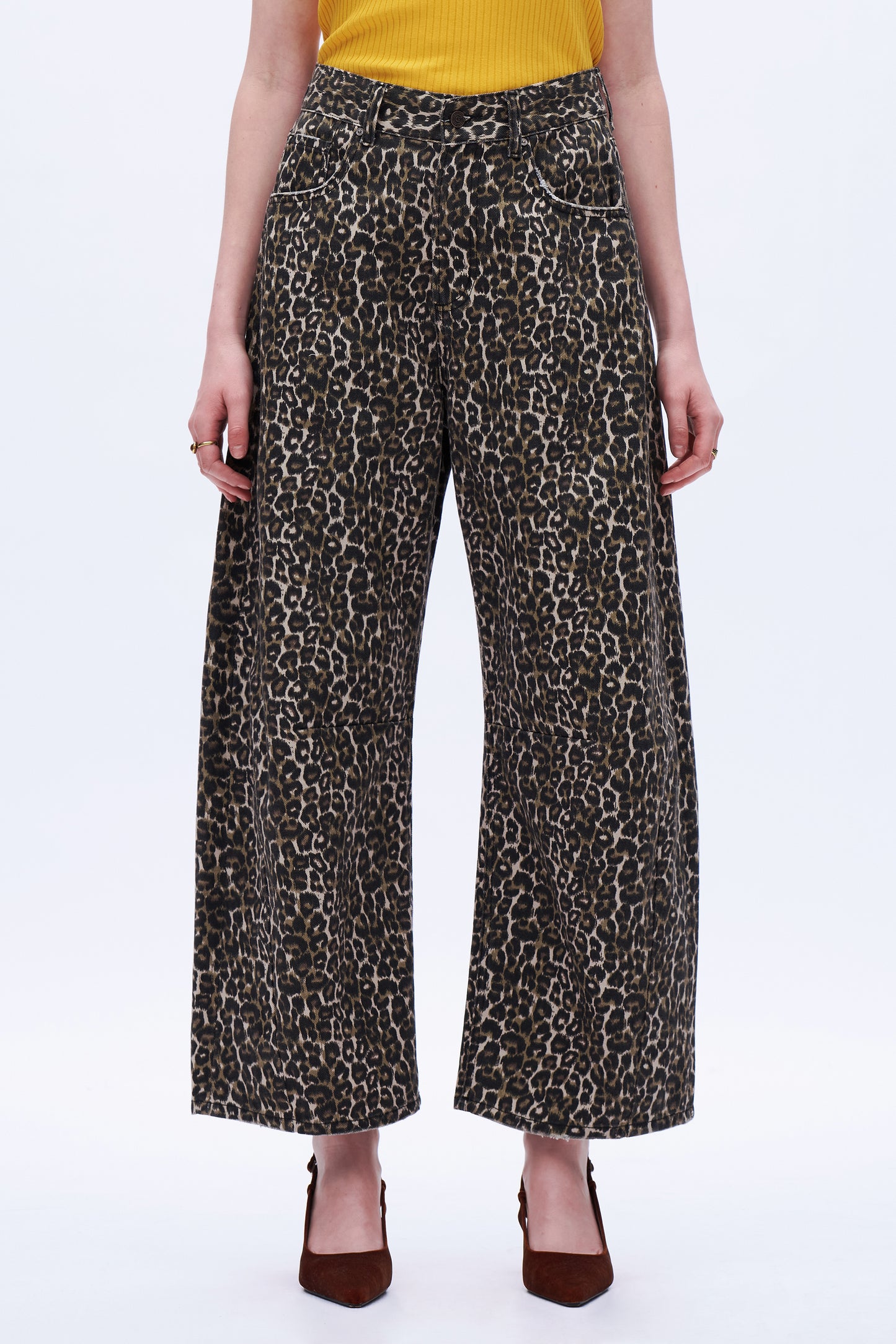 Super High Rise Balloon Denim Jeans DEOX003 Leopard Print