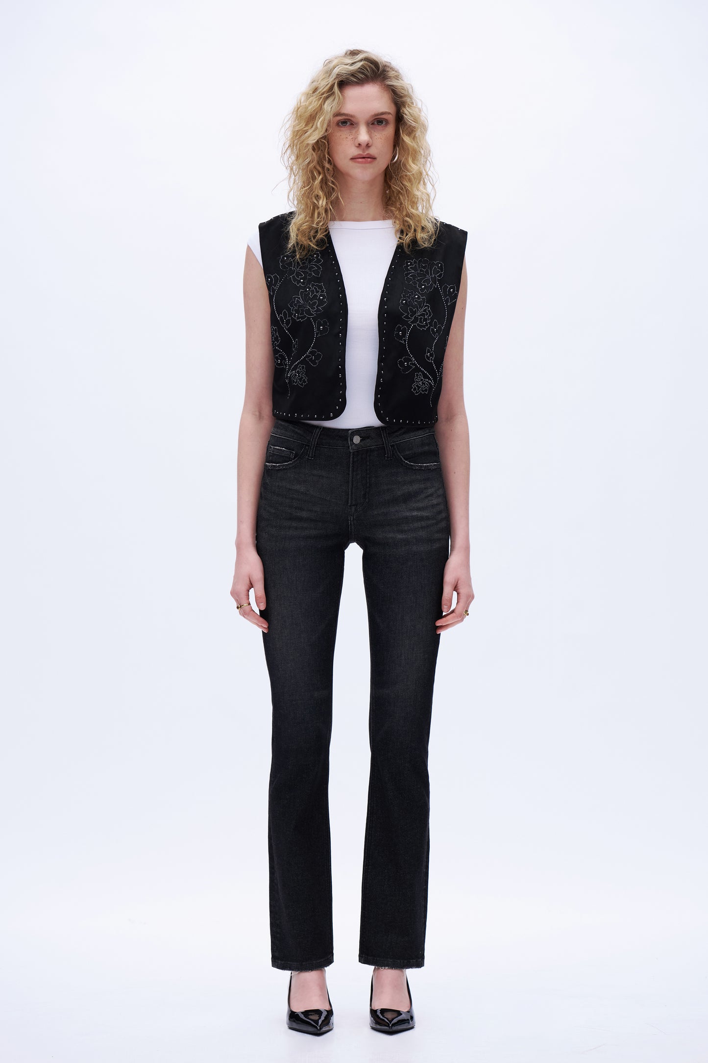 Mid Rise Straight Leg Denim Jeans DET5007 Black