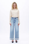 Effortless Cuffed Wide Leg Jeans
