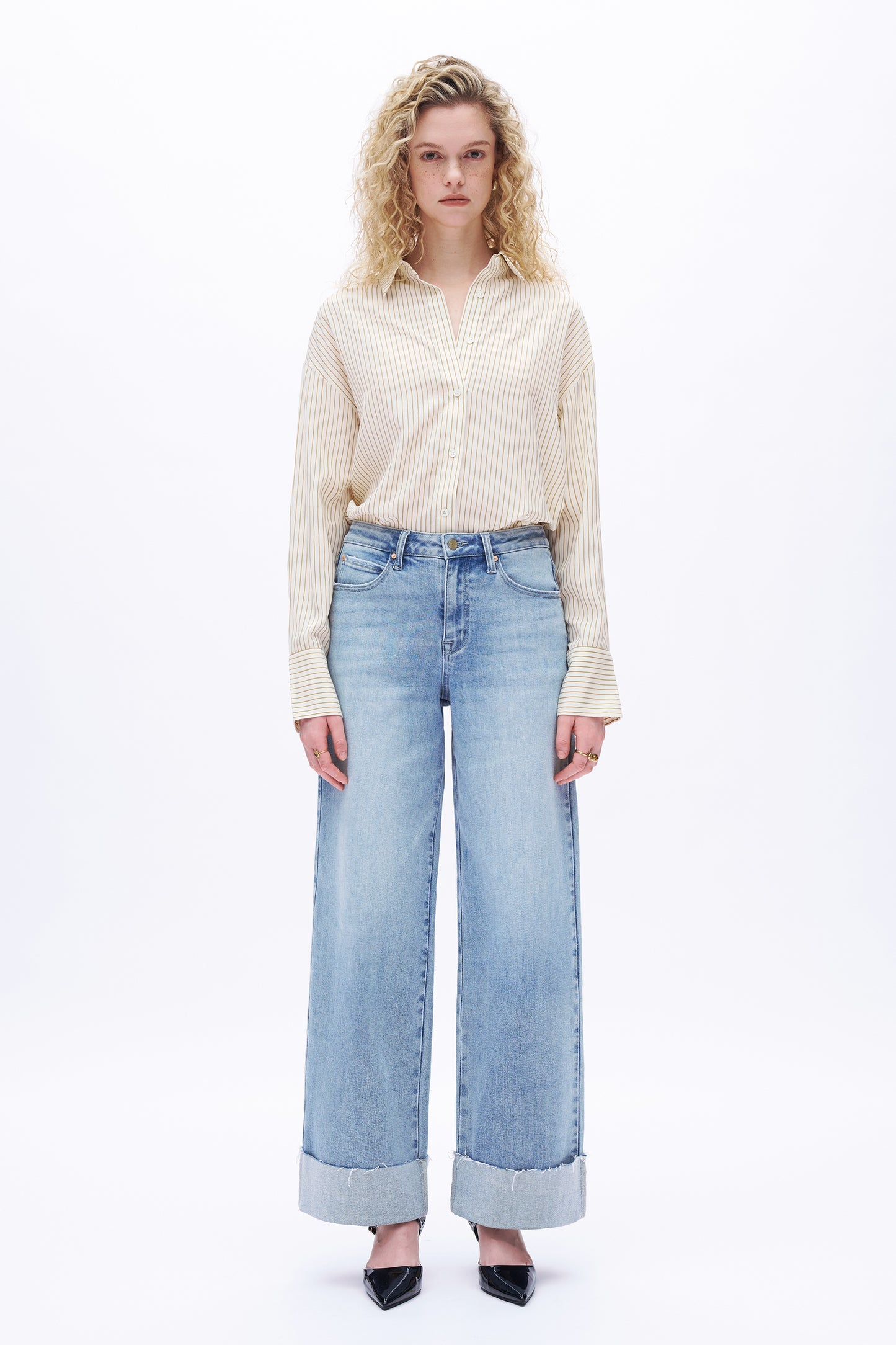 Mid Rise Wide Leg Denim Jeans DEW8003 Light Blue