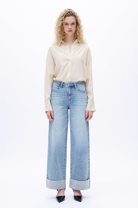 Mid Rise Wide Leg Denim Jeans DEW8003 Light Blue
