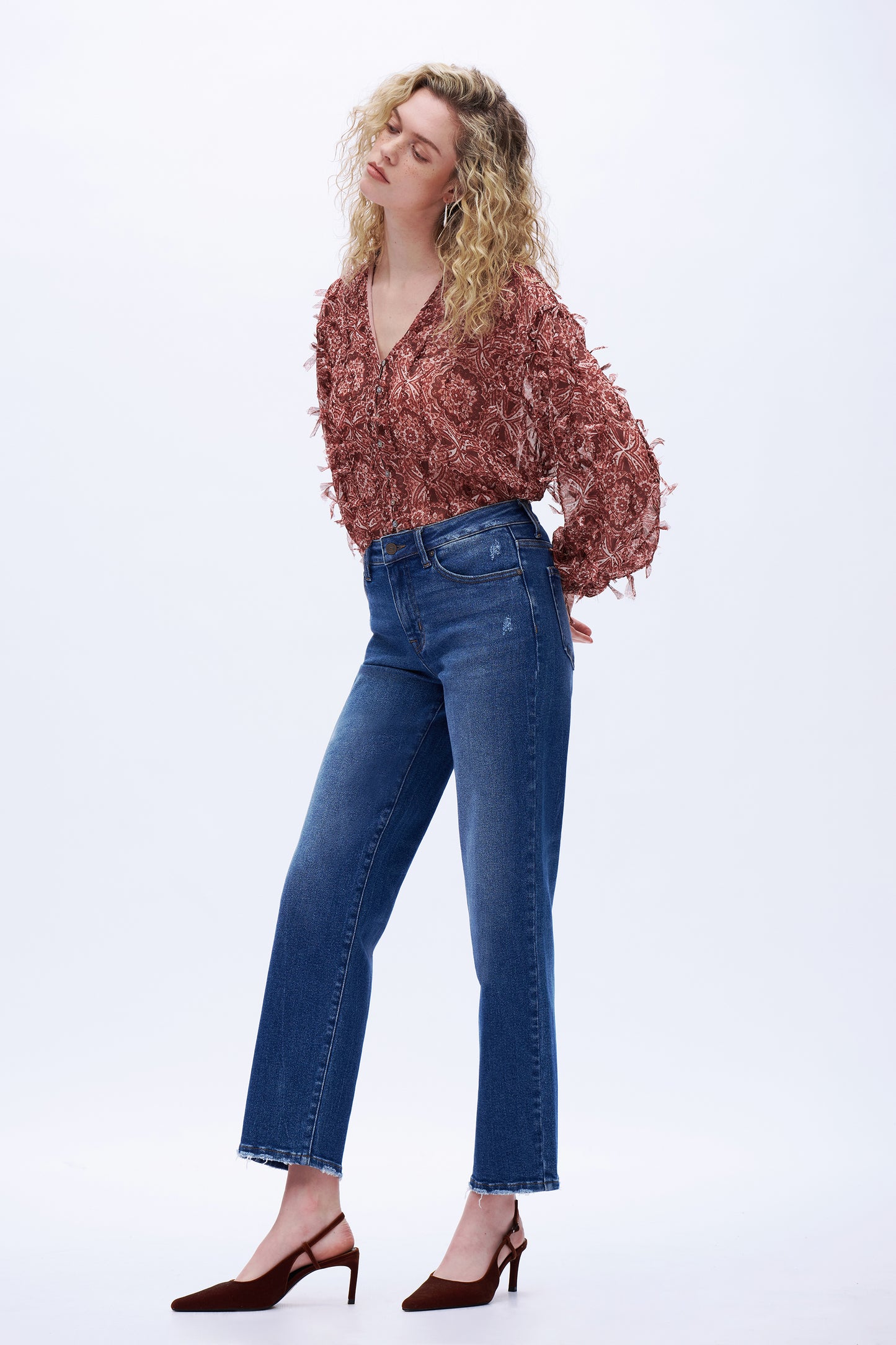 Mid Rise Straight Denim Jeans DET5004 Dark Blue