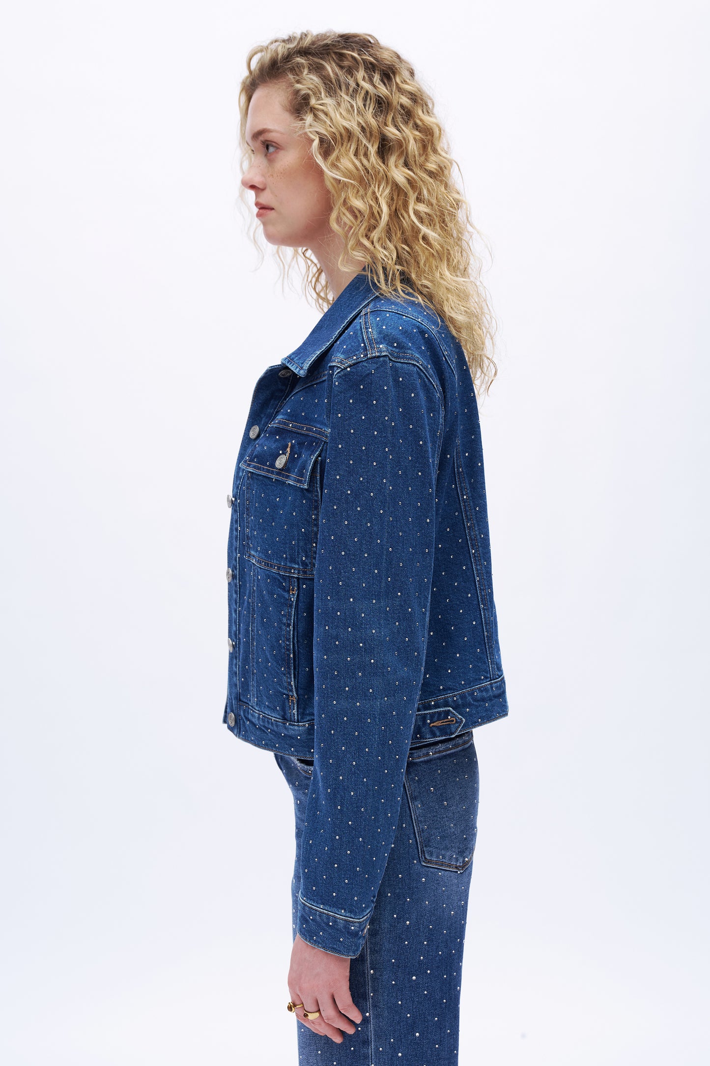 Rhinestone Denim Jacket DEJM006 Dark Blue