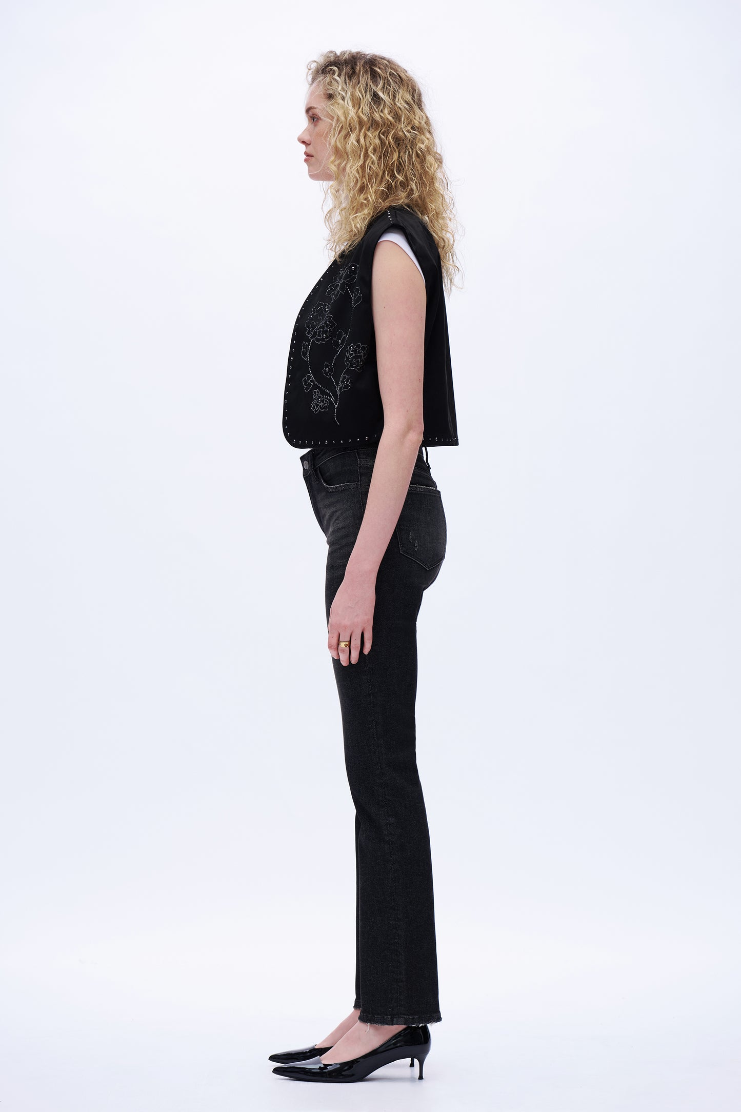 Mid Rise Straight Leg Denim Jeans DET5007 Black