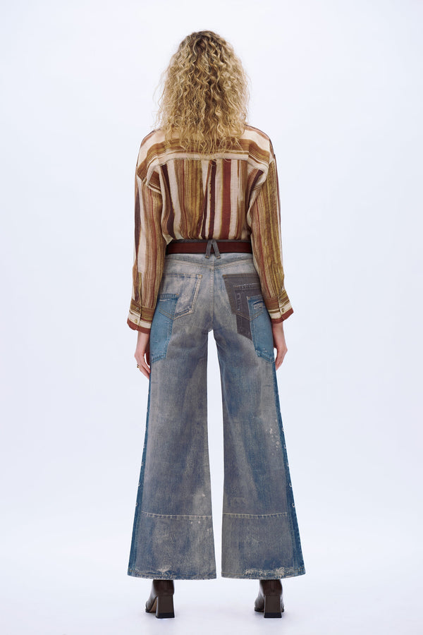 Patchwork Wide Leg Jeans