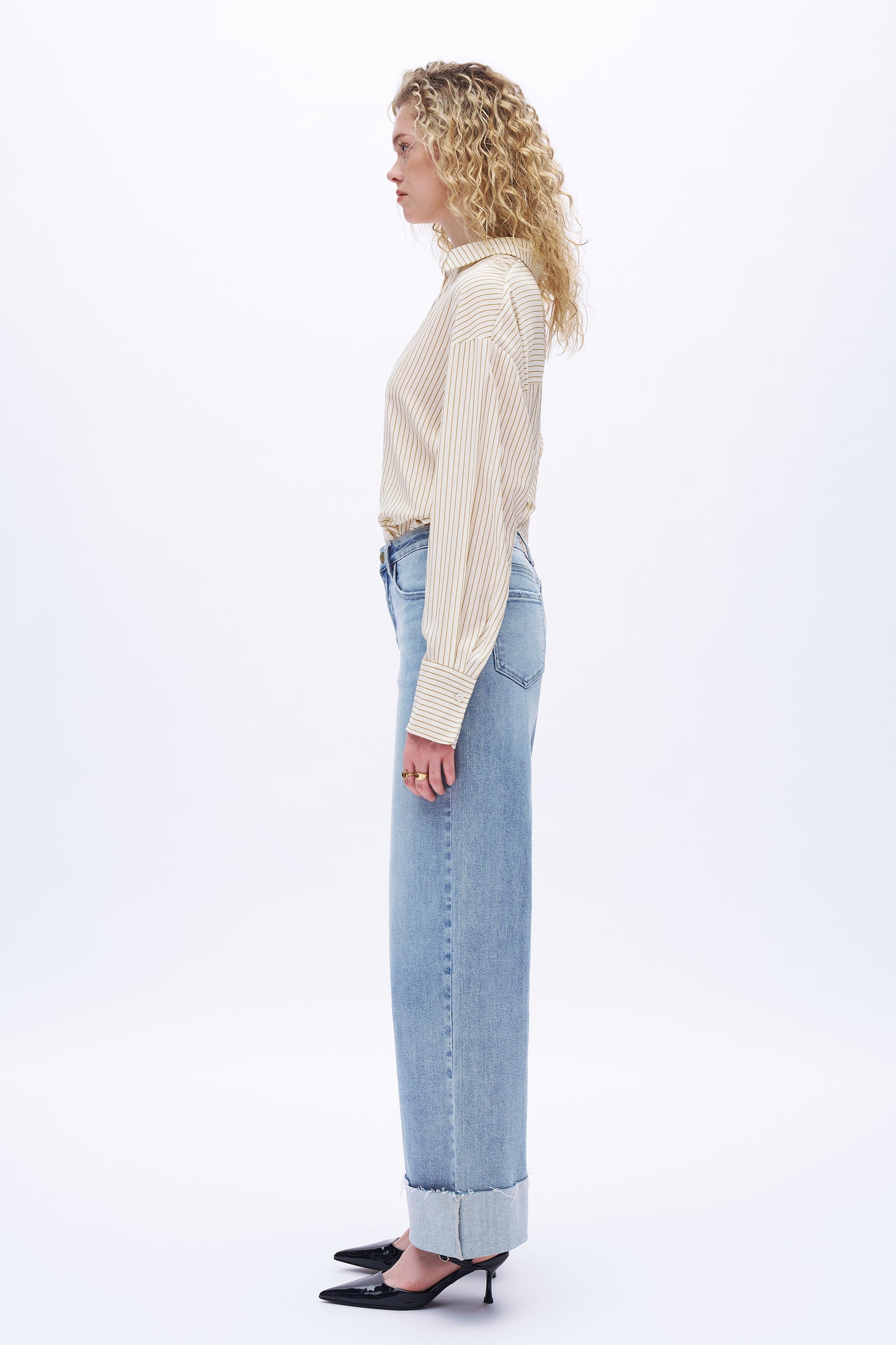 Mid Rise Wide Leg Denim Jeans DEW8003 Light Blue