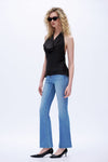 Frayed-Cuff Retro Bootcut Jeans