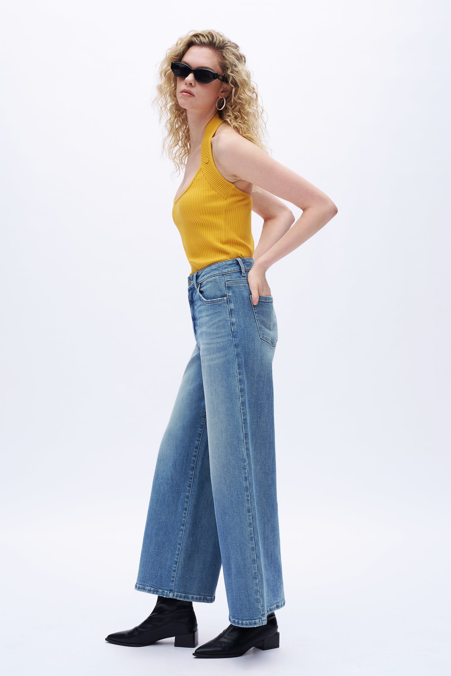 Super High Rise Wide Leg Denim Jeans DEW8002 Light Blue