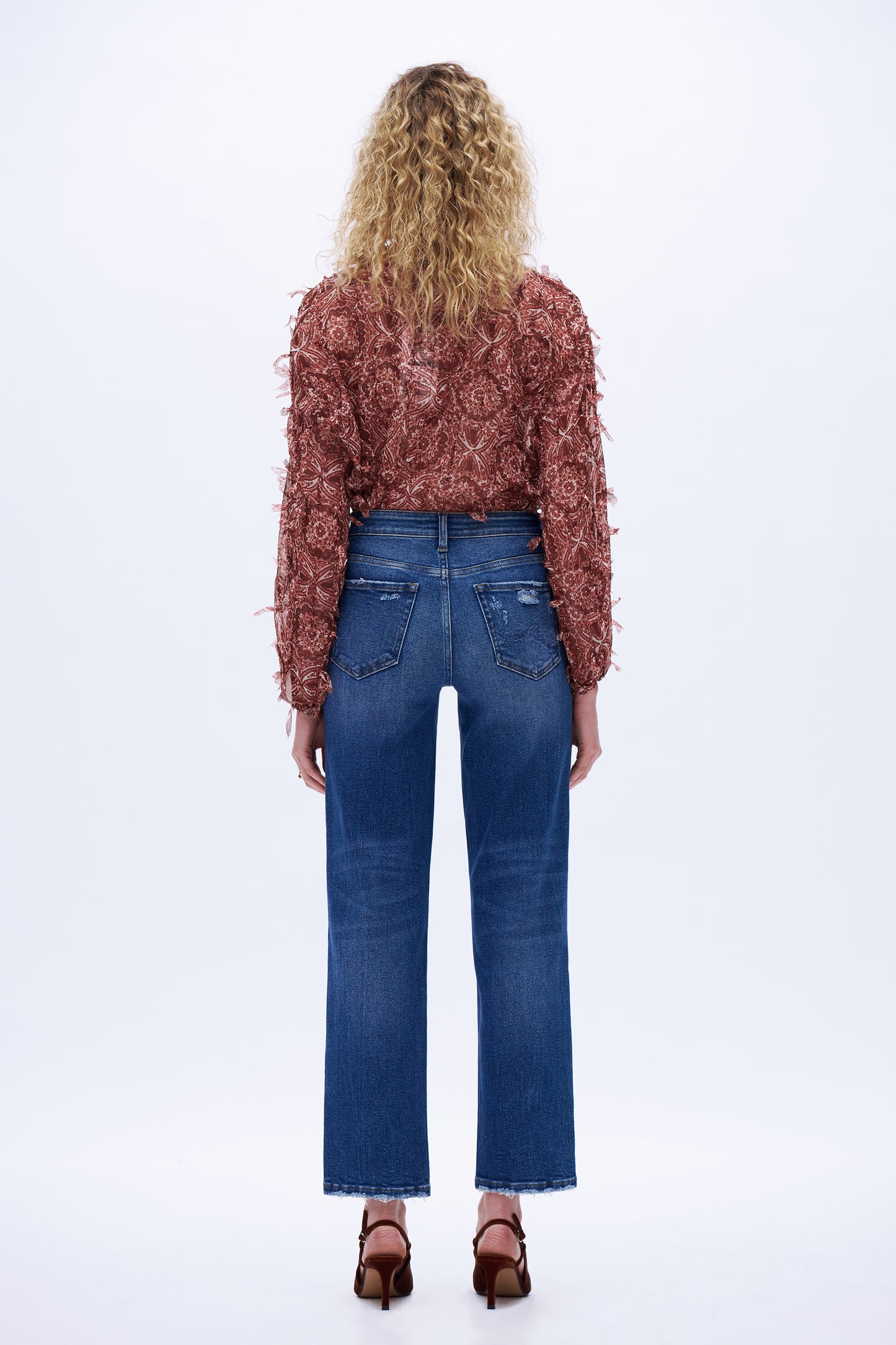 Mid Rise Straight Denim Jeans DET5004 Dark Blue