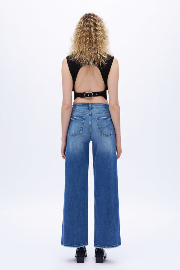 Trendy Distressed Wide Leg Jeans