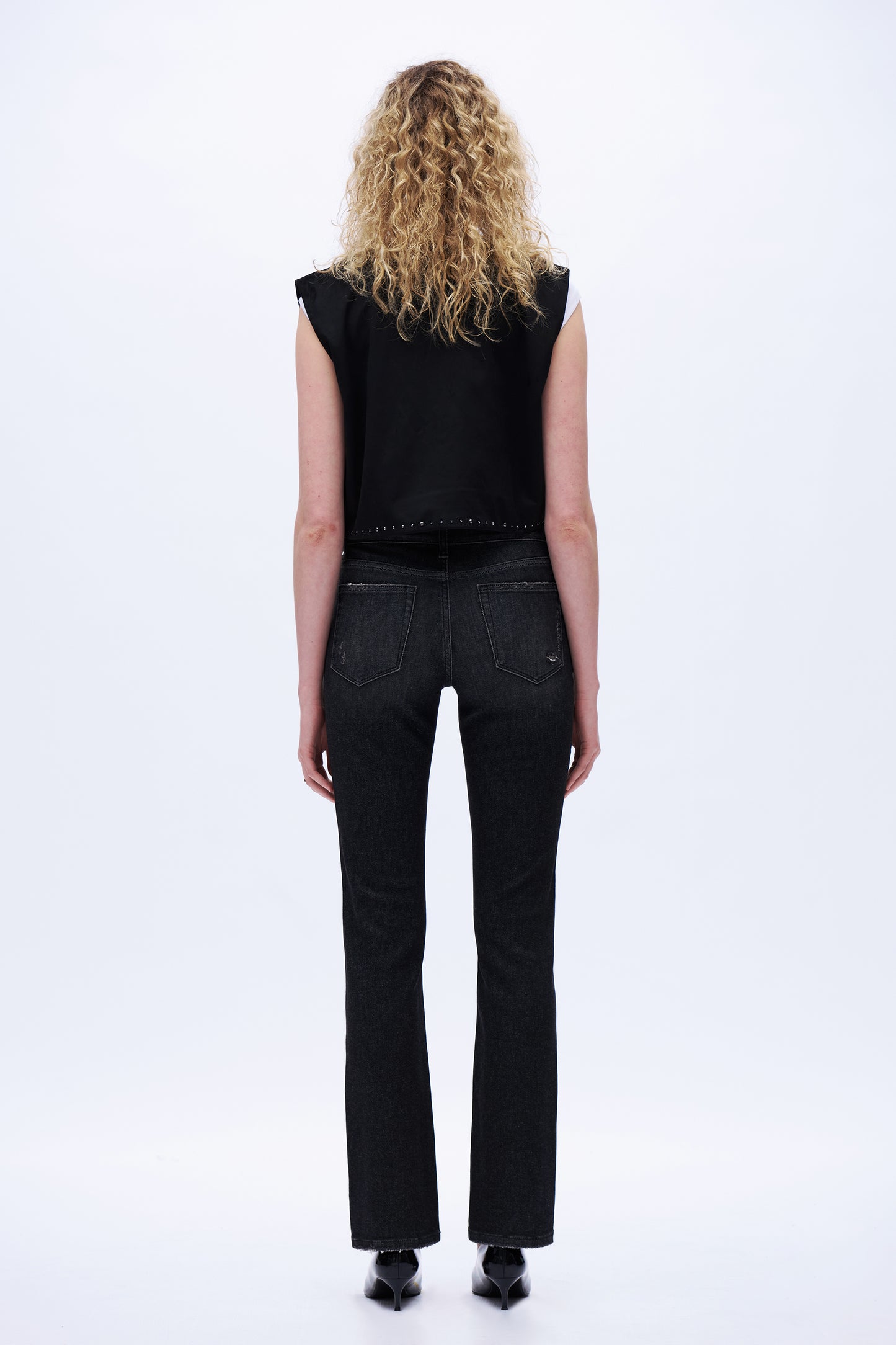 Mid Rise Straight Leg Denim Jeans DET5007 Black