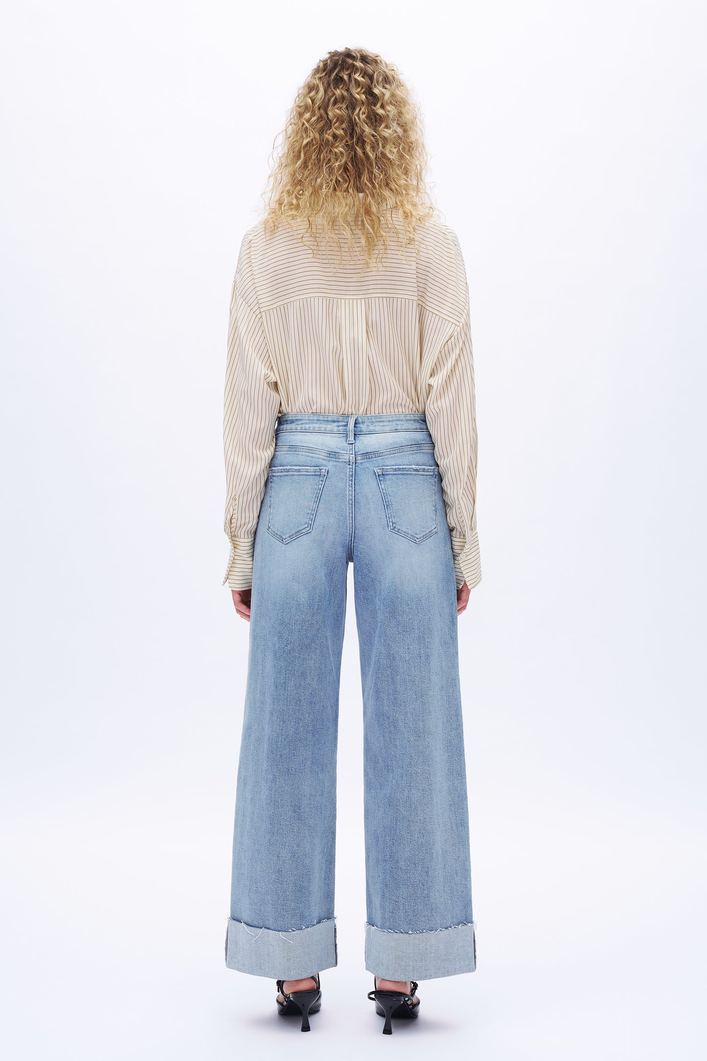 Mid Rise Wide Leg Denim Jeans DEW8003 Light Blue