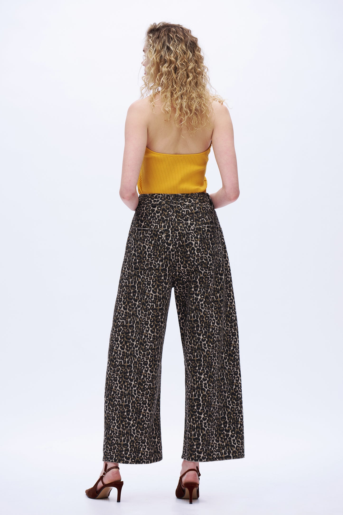 Super High Rise Balloon Denim Jeans DEOX003 Leopard Print