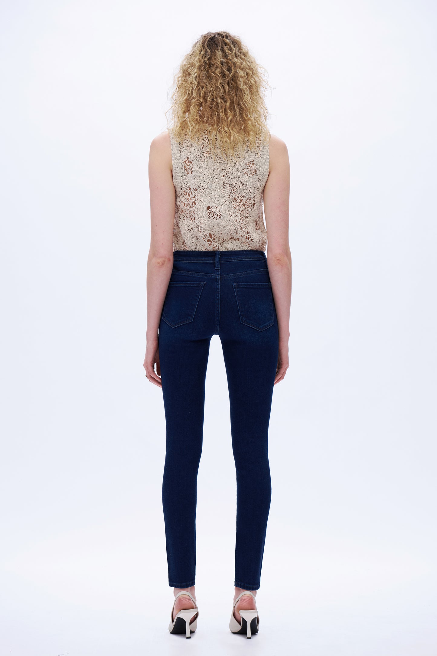 High Rise Skinny Dark Blue Denim Jeans DESM2001 Dark Blue