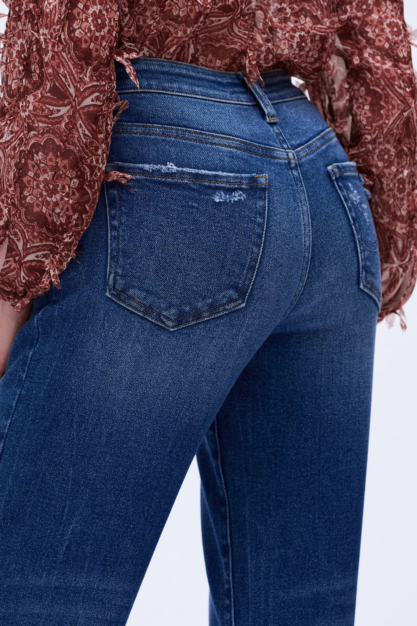 Mid Rise Straight Denim Jeans DET5004 Dark Blue