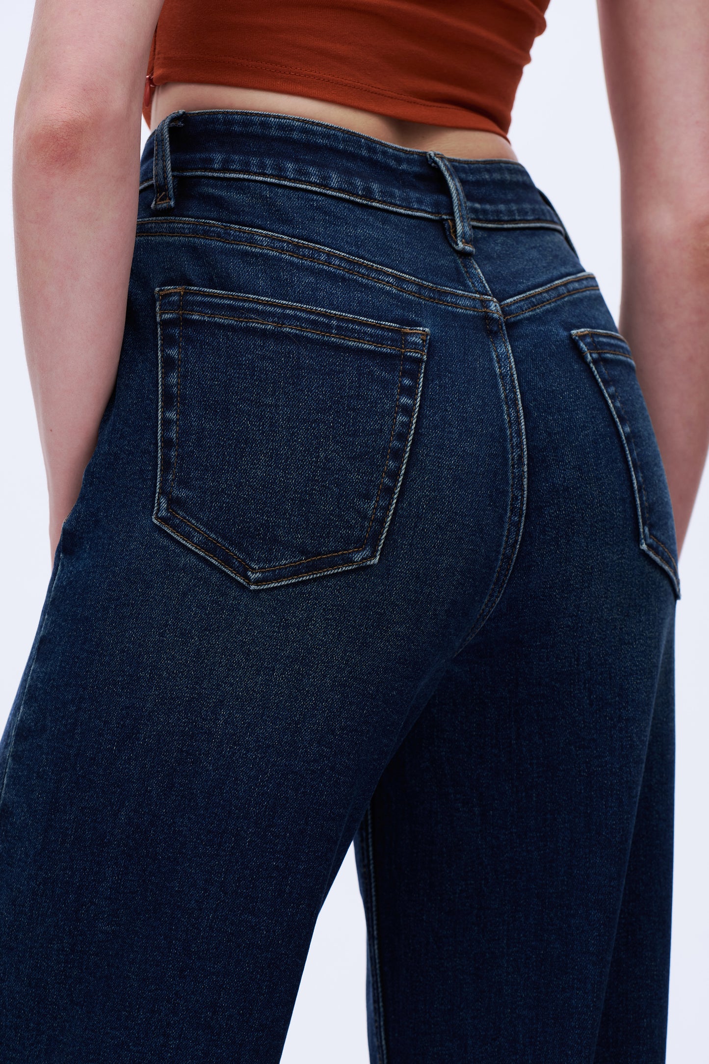 High Rise Slim Barrel Denim Jeans DEOX002 Dark Blue